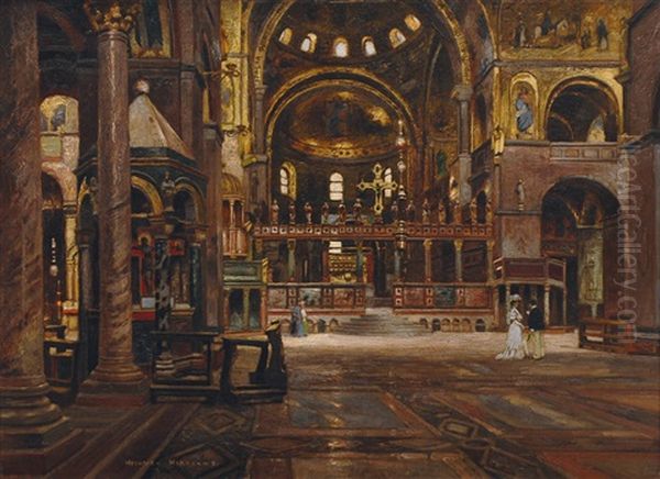 Inside St. Mark's, Venice Oil Painting by Heinrich Hermanns