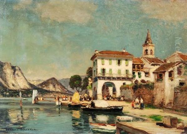 I Pescatori, Tessin Oil Painting by Heinrich Hermanns