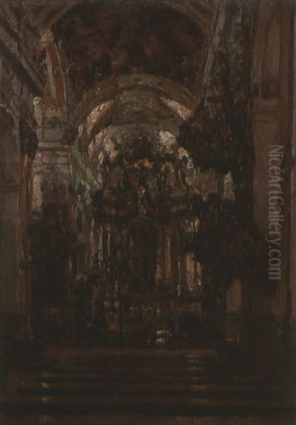 A Church Interior by Heinrich Hermanns