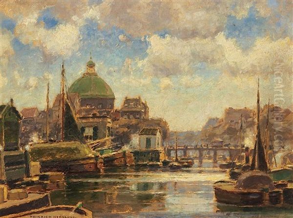 Im Hafen Von Amsterdam Oil Painting by Heinrich Hermanns