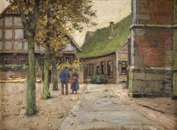 Morgendlicher Plausch Oil Painting by Heinrich Hermanns