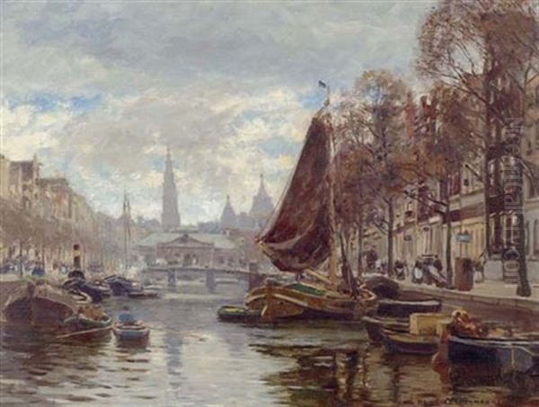 Amsterdam Oil Painting by Heinrich Hermanns