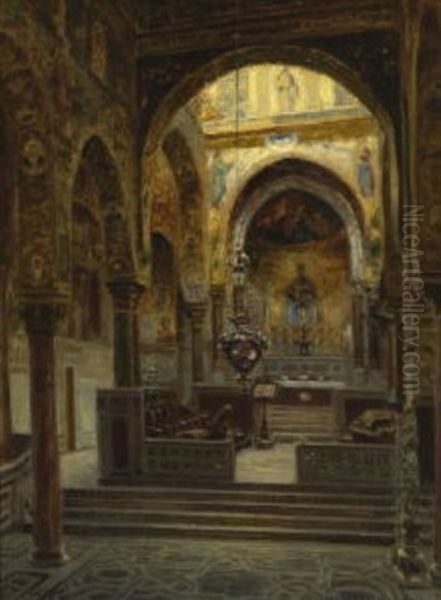 Palermo - Inneres Der Capella Palatina Oil Painting by Heinrich Hermanns