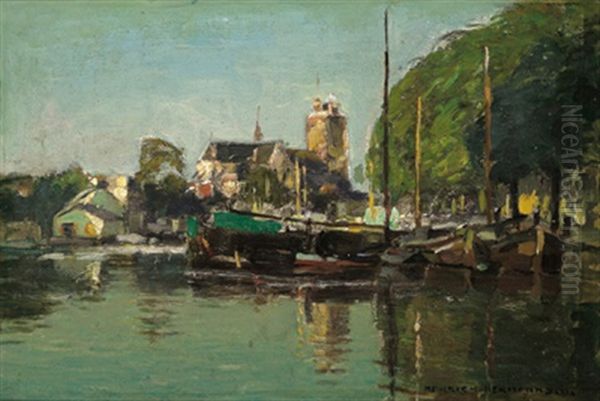 Dordrecht Im Morgengrauen Oil Painting by Heinrich Hermanns