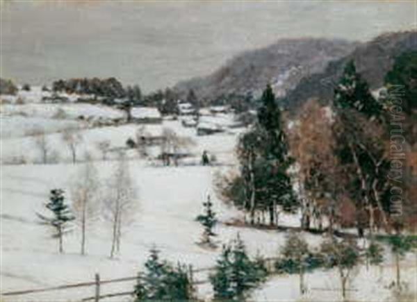 Winter Im Bergischen Land Oil Painting by Heinrich Hermanns