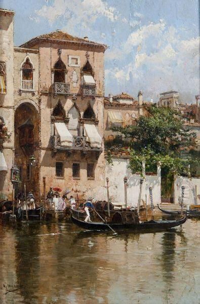 Canal A Venise Oil Painting by Mariano Barbasan Lagueruela