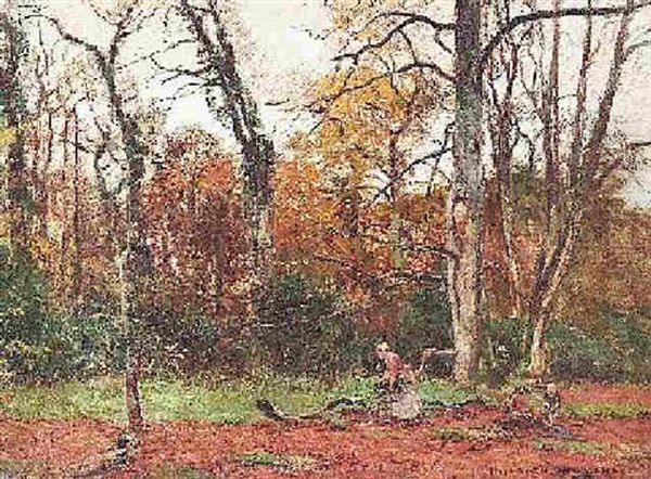 Reisigsammler Im Wald Oil Painting by Heinrich Hermanns