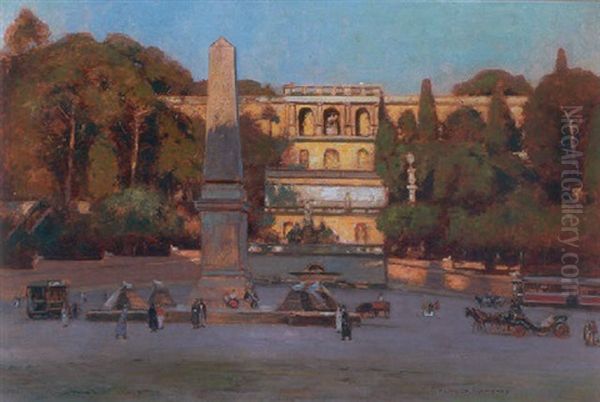 Piazza Del Popolo I Rom Oil Painting by Heinrich Hermanns