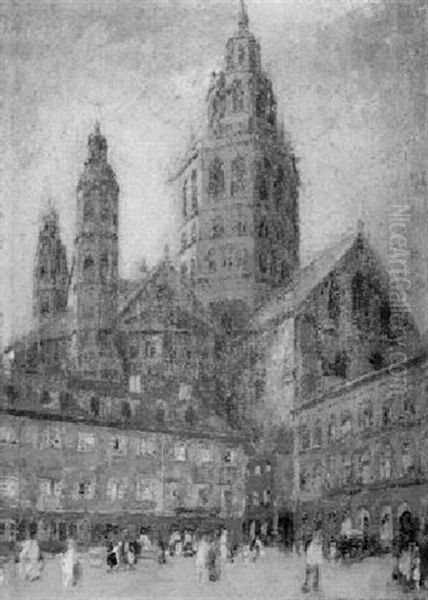 Mainzer Dom Und Marktplatz Oil Painting by Heinrich Hermanns