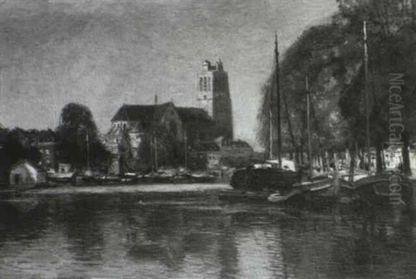 Morgenstunde In Dordrecht Oil Painting by Heinrich Hermanns