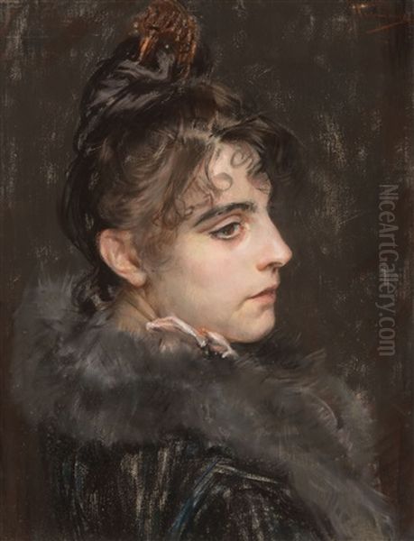 Portrait Of A Lady Oil Painting by Charles Hermans