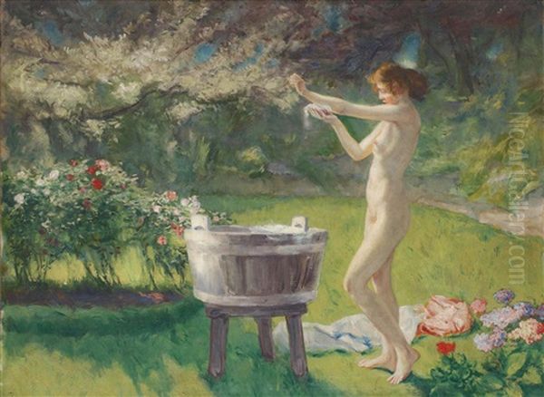 La Toilette Dans Le Jardin Oil Painting by Charles Hermans