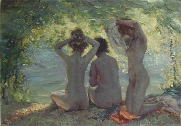 Baigneuses Oil Painting by Charles Hermans