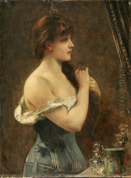 La Toilette De La Jeune Fille Oil Painting by Charles Hermans