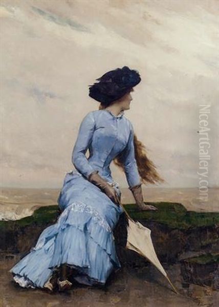 Looking Out To Sea Oil Painting by Charles Hermans