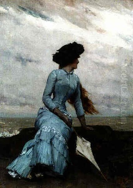 Looking Out To Sea Oil Painting by Charles Hermans