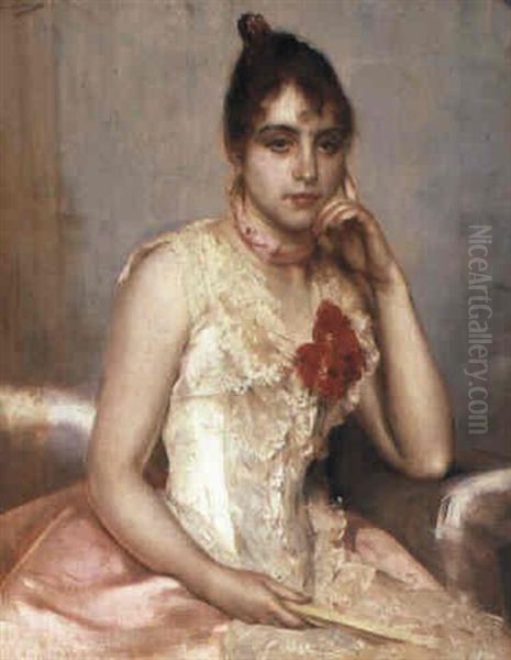 A Spanish Beauty Oil Painting by Charles Hermans