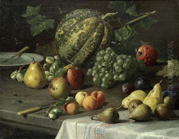 Nature Morte Aux Fruits Oil Painting by Olaf August Hermansen