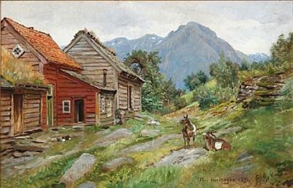 Norwegian Landscape From Utne In Hardanger, Norway Oil Painting by Olaf August Hermansen