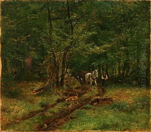 I Skovvej Ved Munkebjerg Oil Painting by Olaf August Hermansen