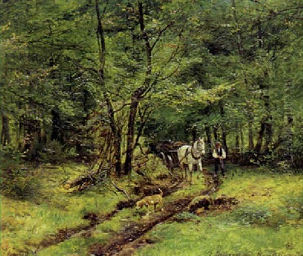 Skovvej Ved Munkebjerg Oil Painting by Olaf August Hermansen