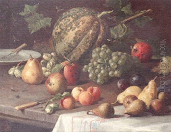 Still Life Of Fruit Oil Painting by Olaf August Hermansen