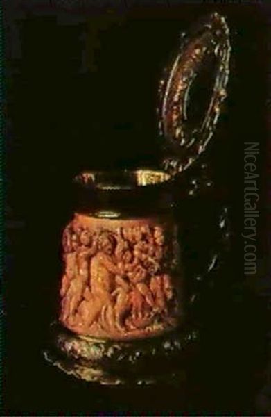 A Beer Tankard Oil Painting by Olaf August Hermansen