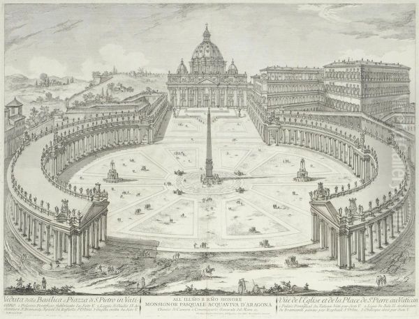 Veduta Della Basilica E Piazza Di S. Pietro In Vaticano Oil Painting by Jean Barbault