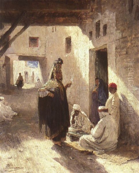 Le Jeu De Domino, Algerie Oil Painting by Paul Hermanus