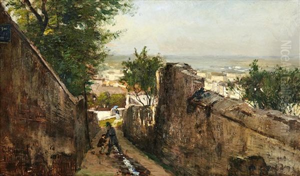 Vy Fran Montmartre Oil Painting by Olof Hermelin