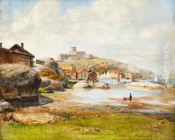 Vy Over Carlstens Fastning - Marstrand Oil Painting by Olof Hermelin