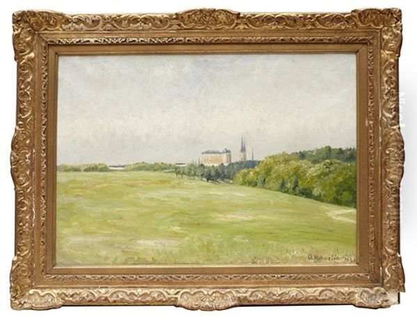 Vy Mot Uppsala Slott Och Domkyrka Oil Painting by Olof Hermelin