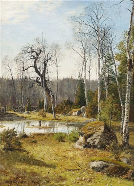 Varlandskap Oil Painting by Olof Hermelin