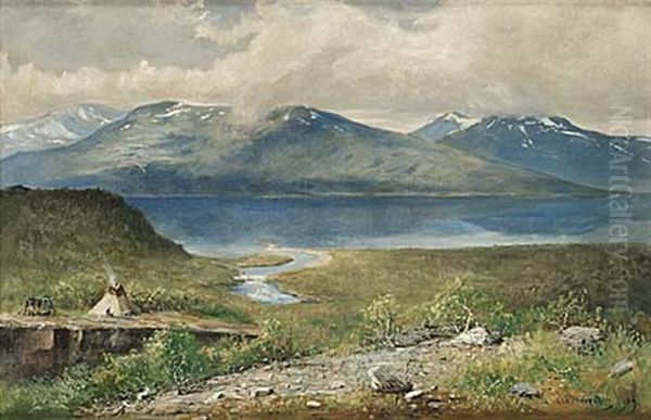 Lapplandskt Landskap Oil Painting by Olof Hermelin