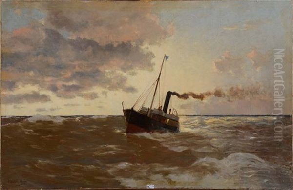 Caboteur En Mer Oil Painting by Francisco Hernandez Monjo