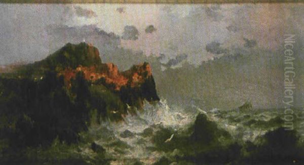 Mar Contra Las Rocas Oil Painting by Francisco Hernandez Monjo