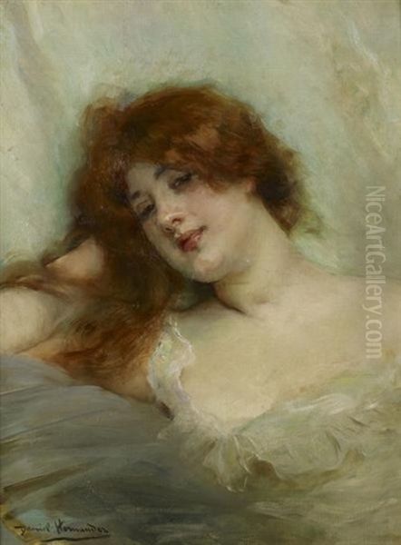 Jeune Femme Au Decollete Oil Painting by Daniel Hernandez Morillo