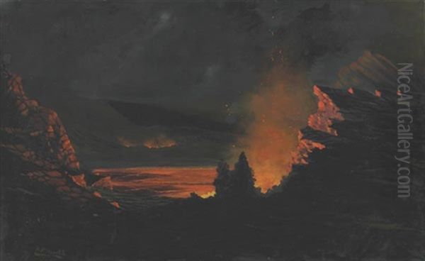 The Eruption Of Kilauea, The Island Of Hawaii Oil Painting by Brother Frank Herold