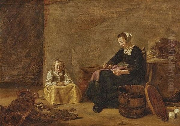 Magd Und Kind In Der Vorratskammer Oil Painting by Willem van Herp the Elder