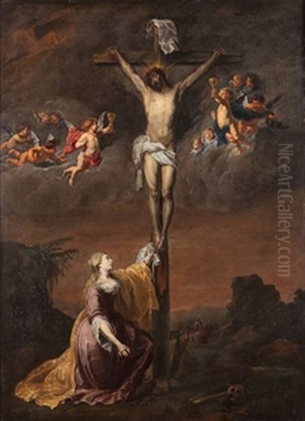 Cristo En La Cruz Con La Magdalena Oil Painting by Willem van Herp the Elder