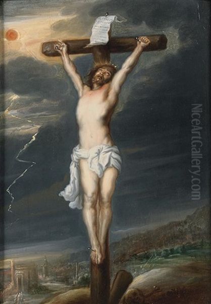 Crucifixion Dans Un Paysage Oil Painting by Willem van Herp the Elder