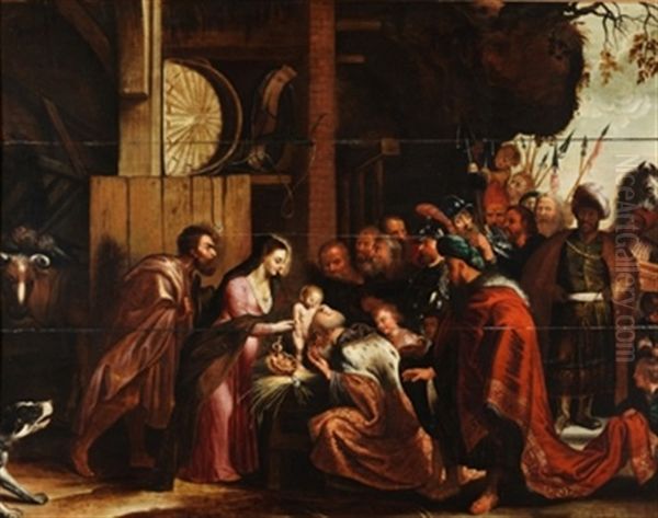 Adoracion De Los Reyes Oil Painting by Willem van Herp the Elder