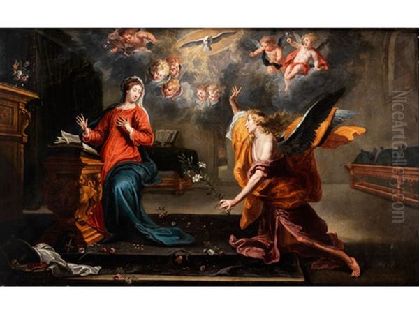 Verkundigung An Maria Oil Painting by Willem van Herp the Elder