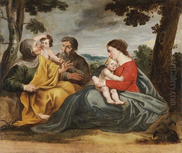 Heilige Familie Mit Elisabeth Und Dem Johannesknaben Oil Painting by Willem van Herp the Elder