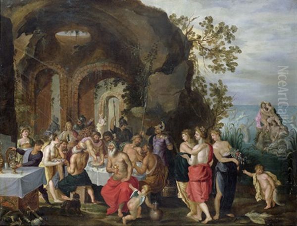 Gottermahl (die Hochzeit Von Peleus Und Thetis) Oil Painting by Willem van Herp the Elder