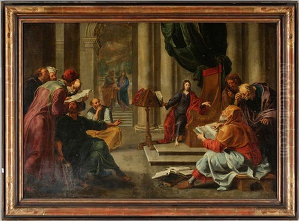 Jesus Undervisar I Templet Oil Painting by Willem van Herp the Elder