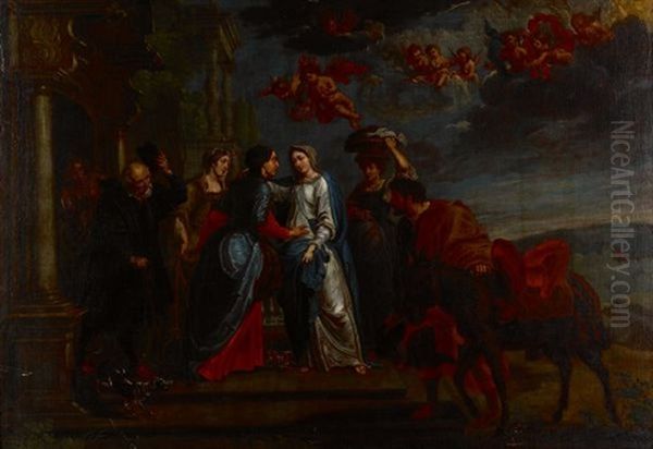 La Visitation Oil Painting by Willem van Herp the Elder