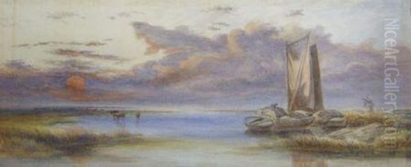 Broadland Landscape Oil Painting by Alfred R. Barber