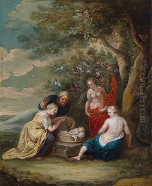 Die Geburt Des Erychthonios (+ Der Wettstreit Zwischen Apoll Und Marsyas; 2 Works) Oil Painting by Willem van Herp the Elder