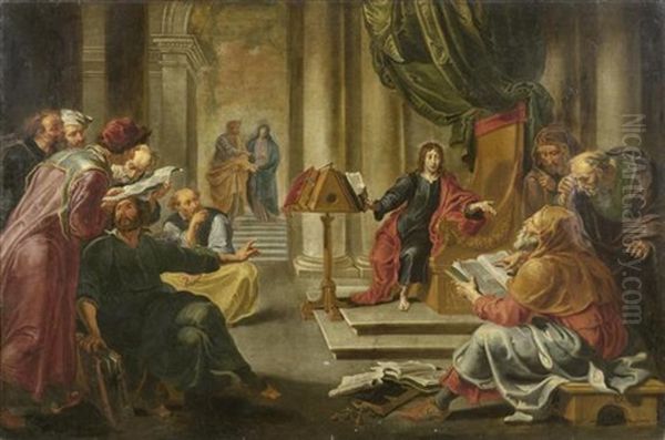 Christus Von Den Schriftgelehrten Umgeben Oil Painting by Willem van Herp the Elder